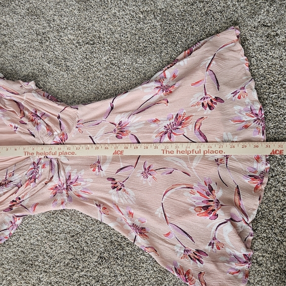 Lulus Flor-Ever Blush Pink Floral Print Skater Dress Size XS Barbiecore Mini - Picture 10 of 11